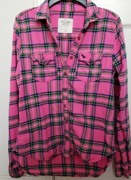 Abercrombie & Fitch Tops - Abercrombie & Fitch pink/green/navy flannel XS